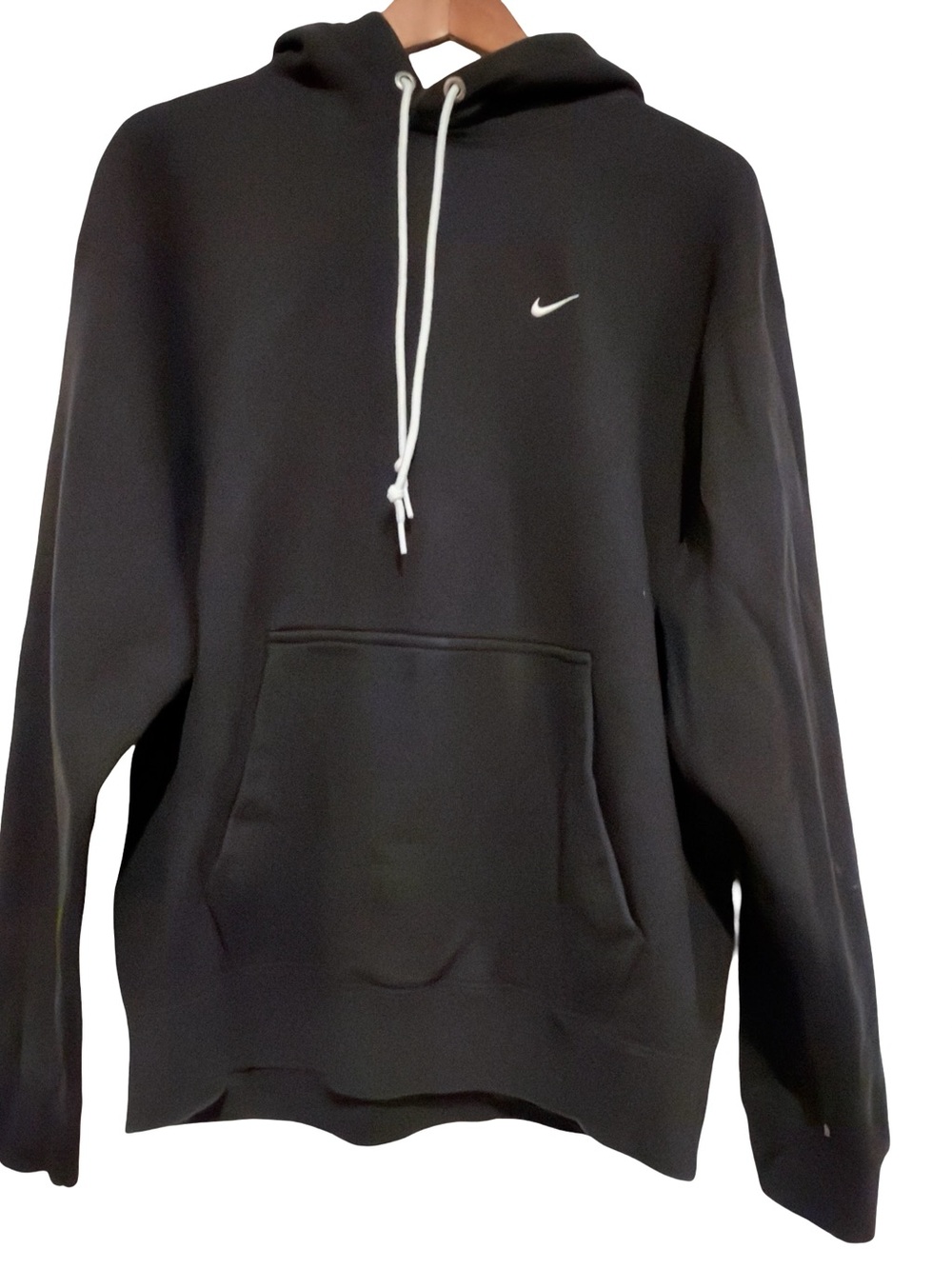 Nike Black Hoodie with White Swoosh and Drawcords